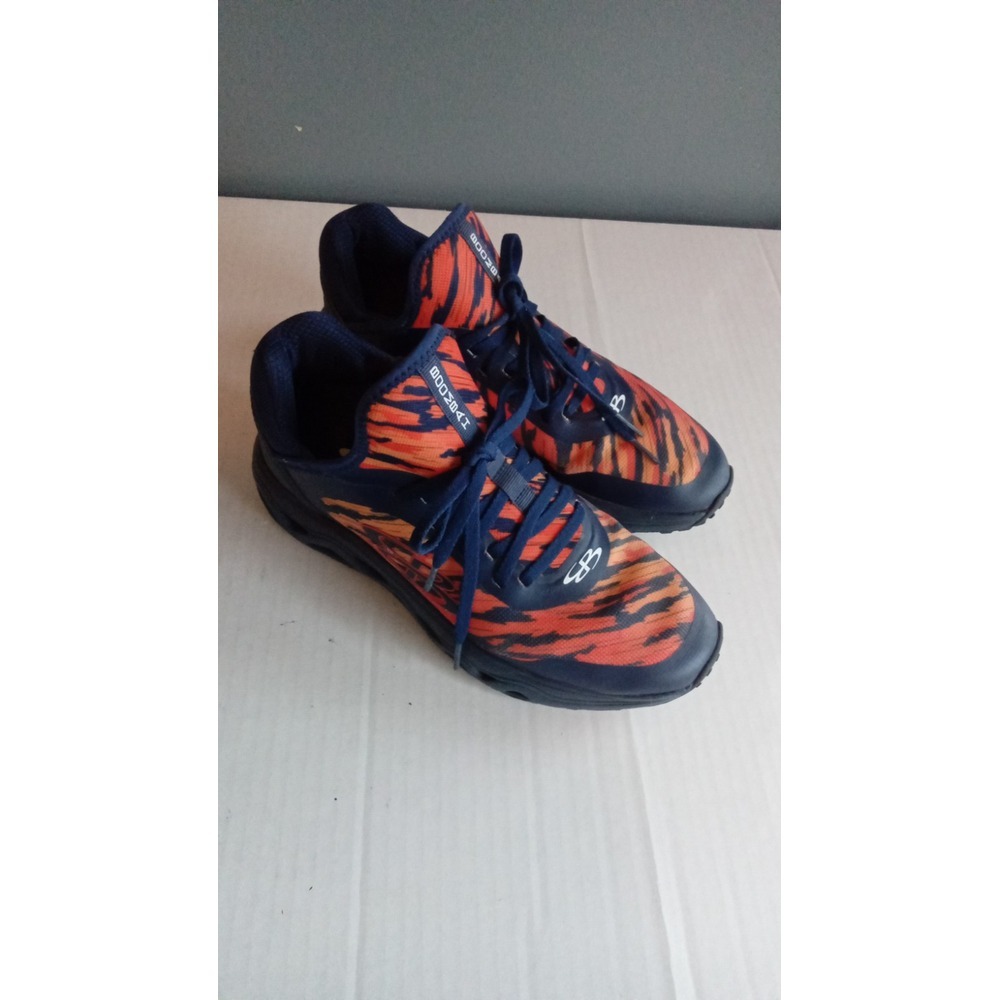 Boombah Turf Shoes Mens Orange‎ Navy Blue Tiger Stripe Athletic Sneakers
